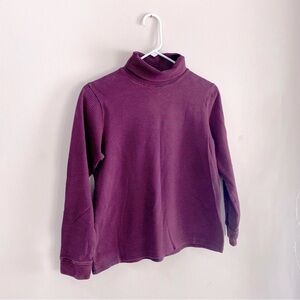 L.L. Bean 100% Cotton Striped Plum & Navy Blue Turtleneck Size Medium